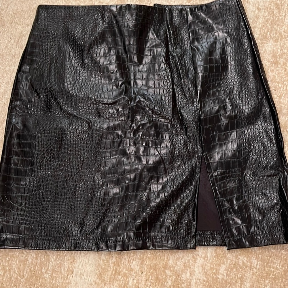 Black leather skirt